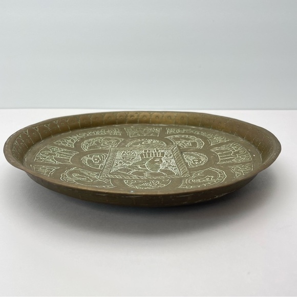 Brass Plate With Stand Damascene Handmade - Picture 8 of 15